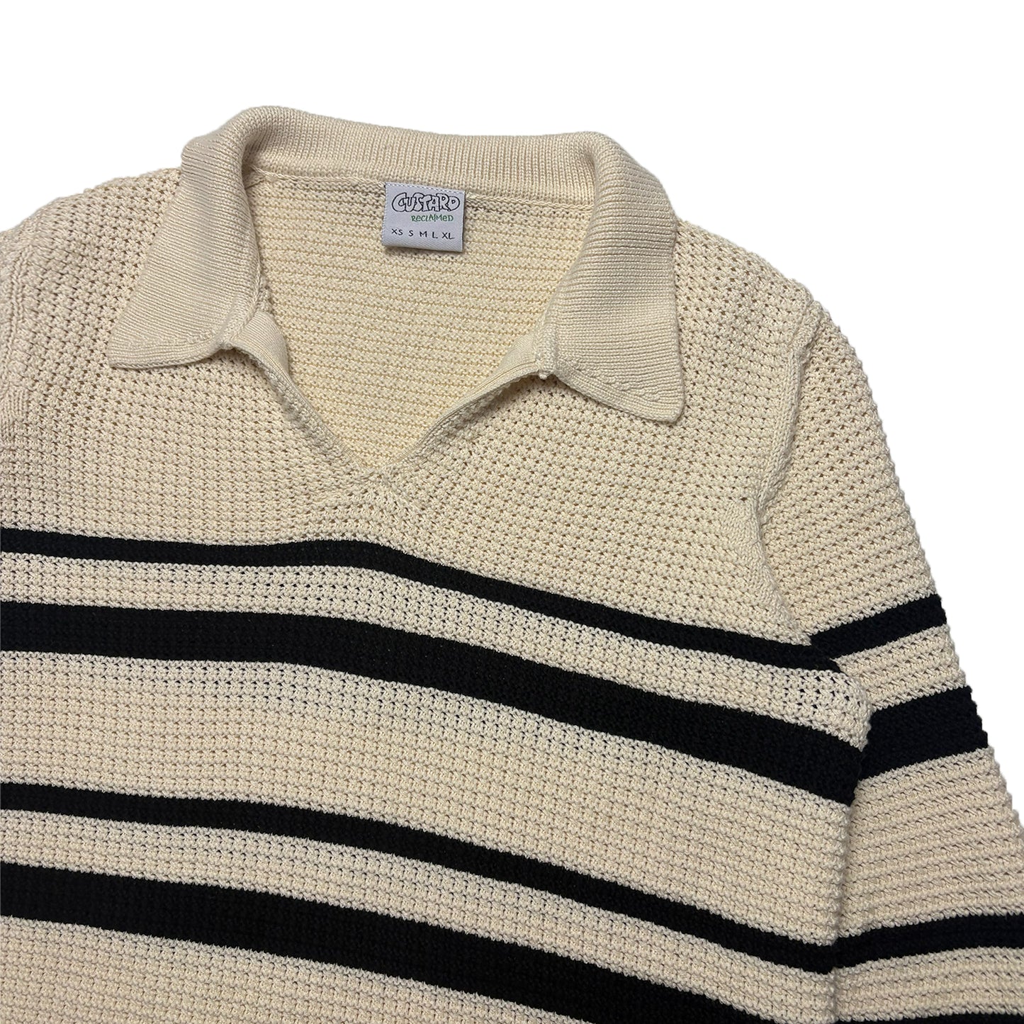 Custard Reclaimed Mesh Knit Polo | Size Small