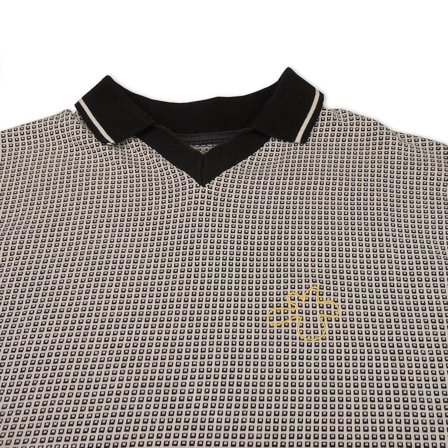 Custard Reclaimed Patterned Polo Shirt | Size Large