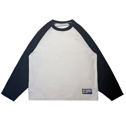 Pique Raglan Long Sleeve T-Shirt | White & Navy