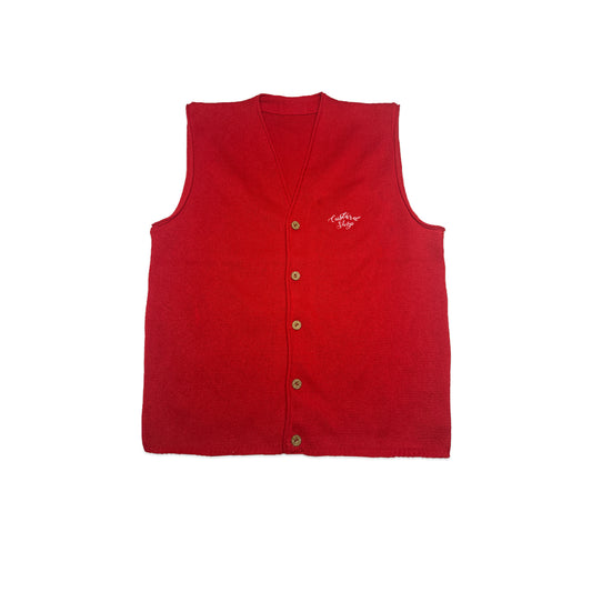 Custard Reclaimed Red Cardigan Vest | Size Large