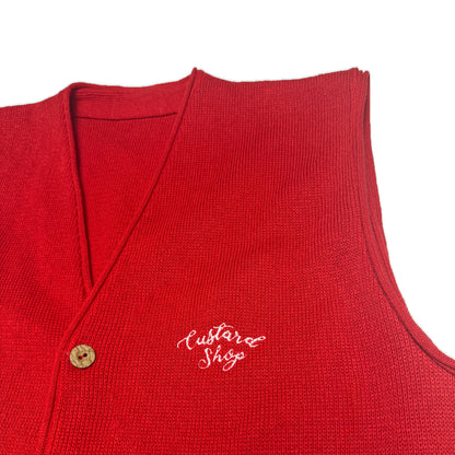 Custard Reclaimed Red Cardigan Vest | Size Large