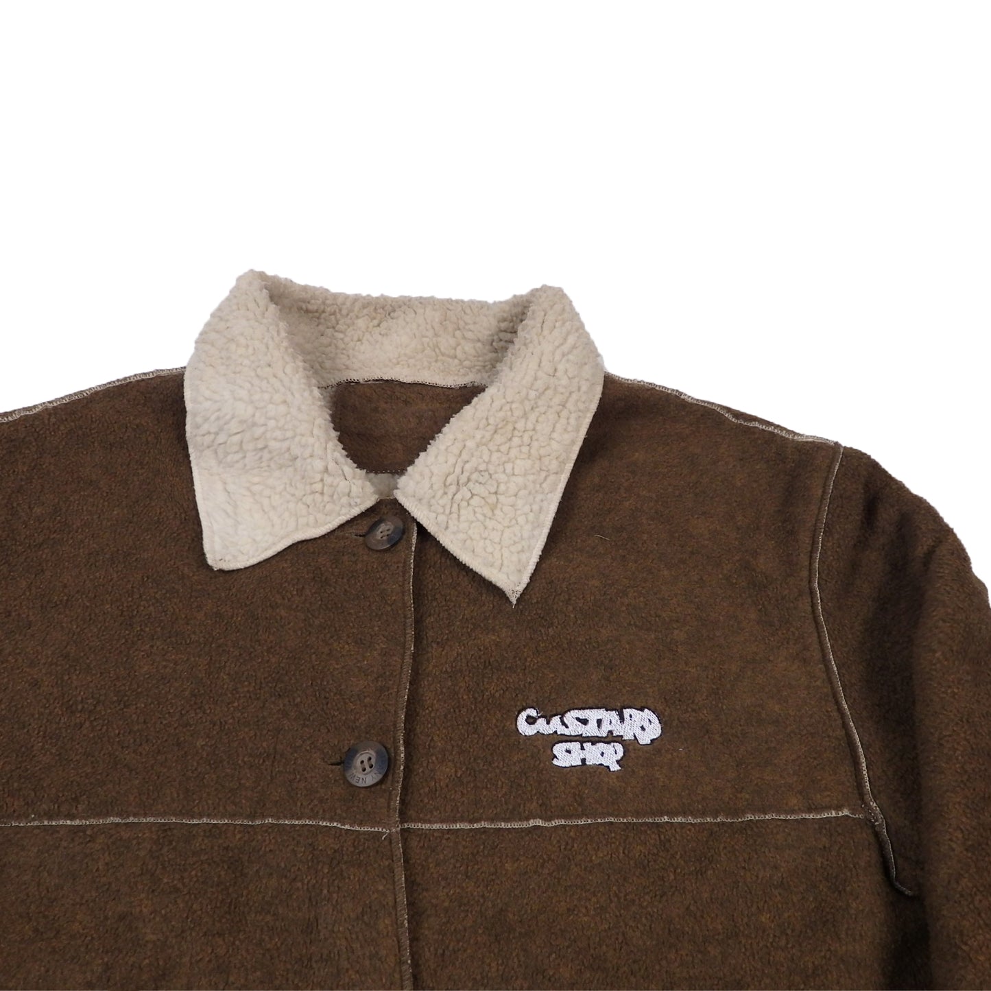 Custard Reclaimed Sherpa Jacket | Size XL