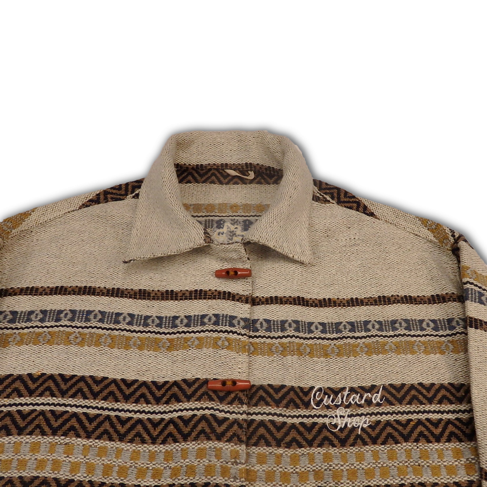 Custard Reclaimed Sherpa Button-up Jacket | Size Medium