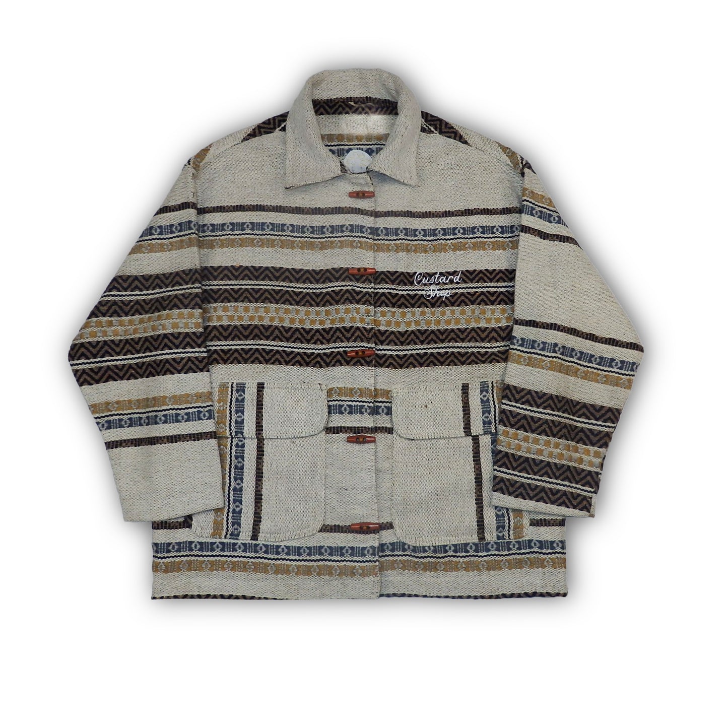 Custard Reclaimed Sherpa Button-up Jacket | Size Medium
