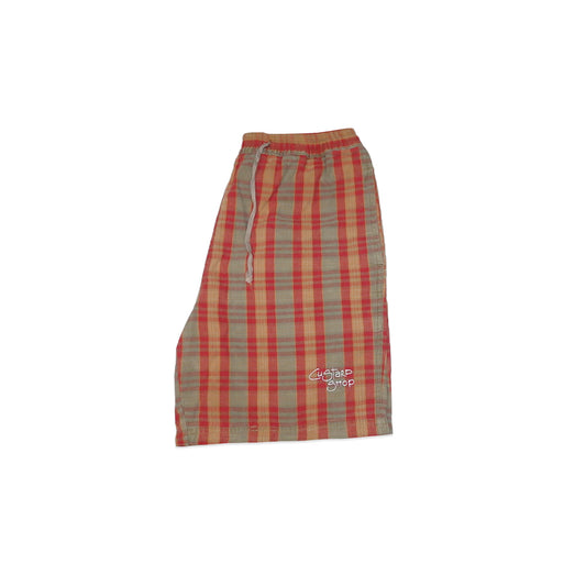 Custard Reclaimed Check Shorts | Size Medium