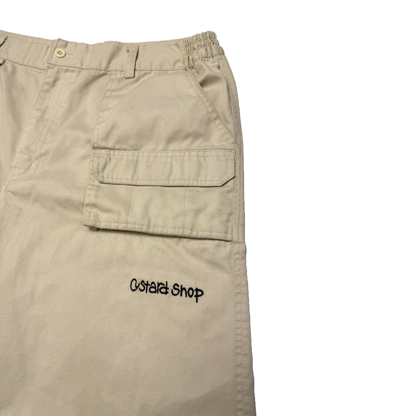 Custard Reclaimed Cargo Shorts | Size Medium