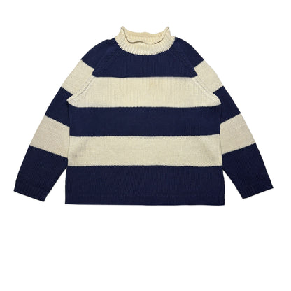 Custard Reclaimed Stripe Roll-neck | Size Large