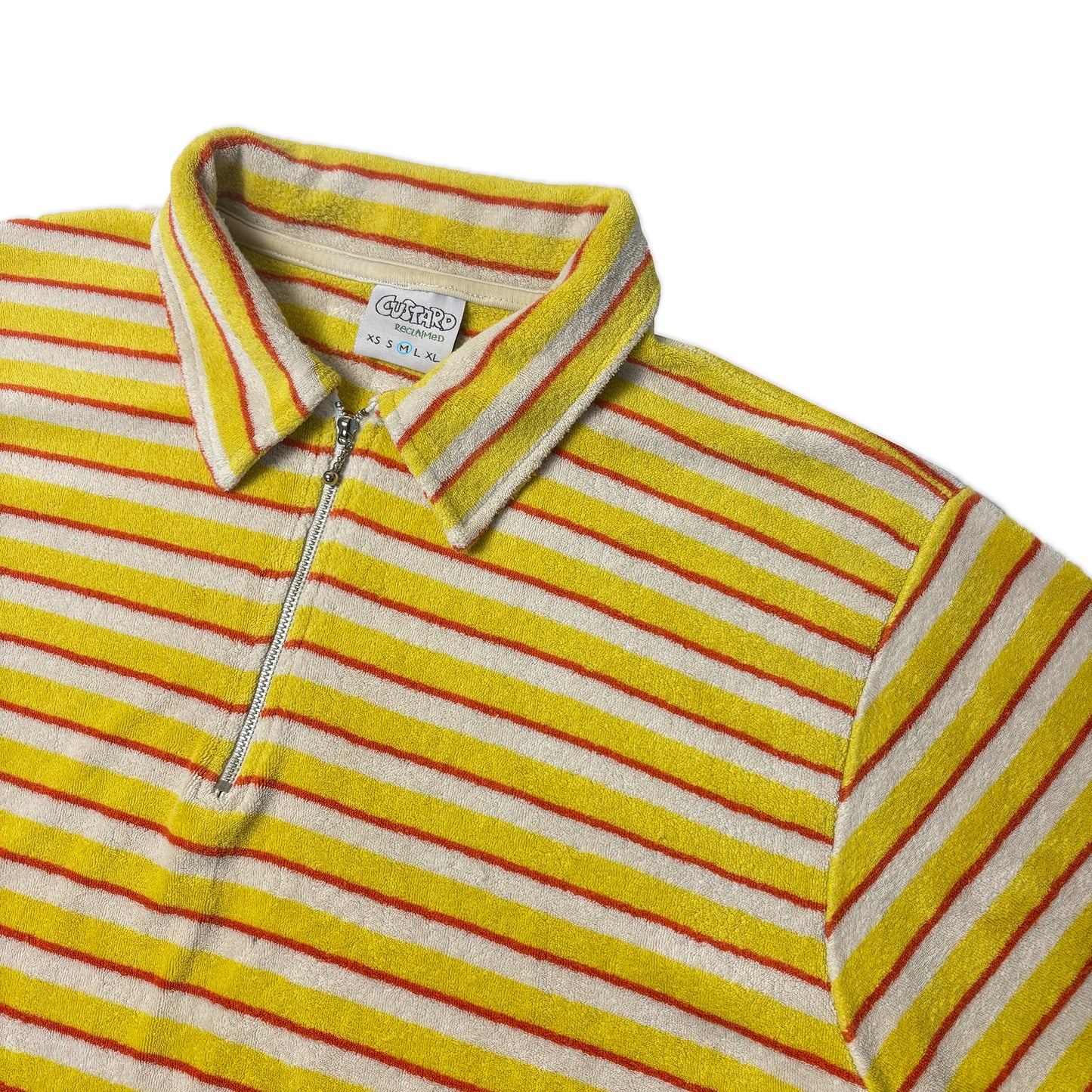 Custard Reclaimed Towelling Zip Polo | Size Medium