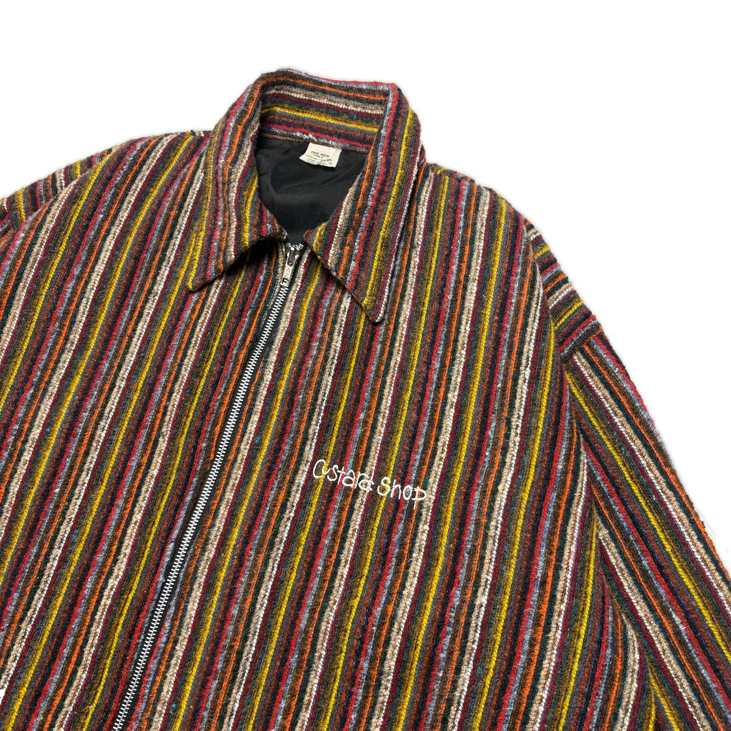 Custard Reclaimed Stripe Zip-up | Size Medium