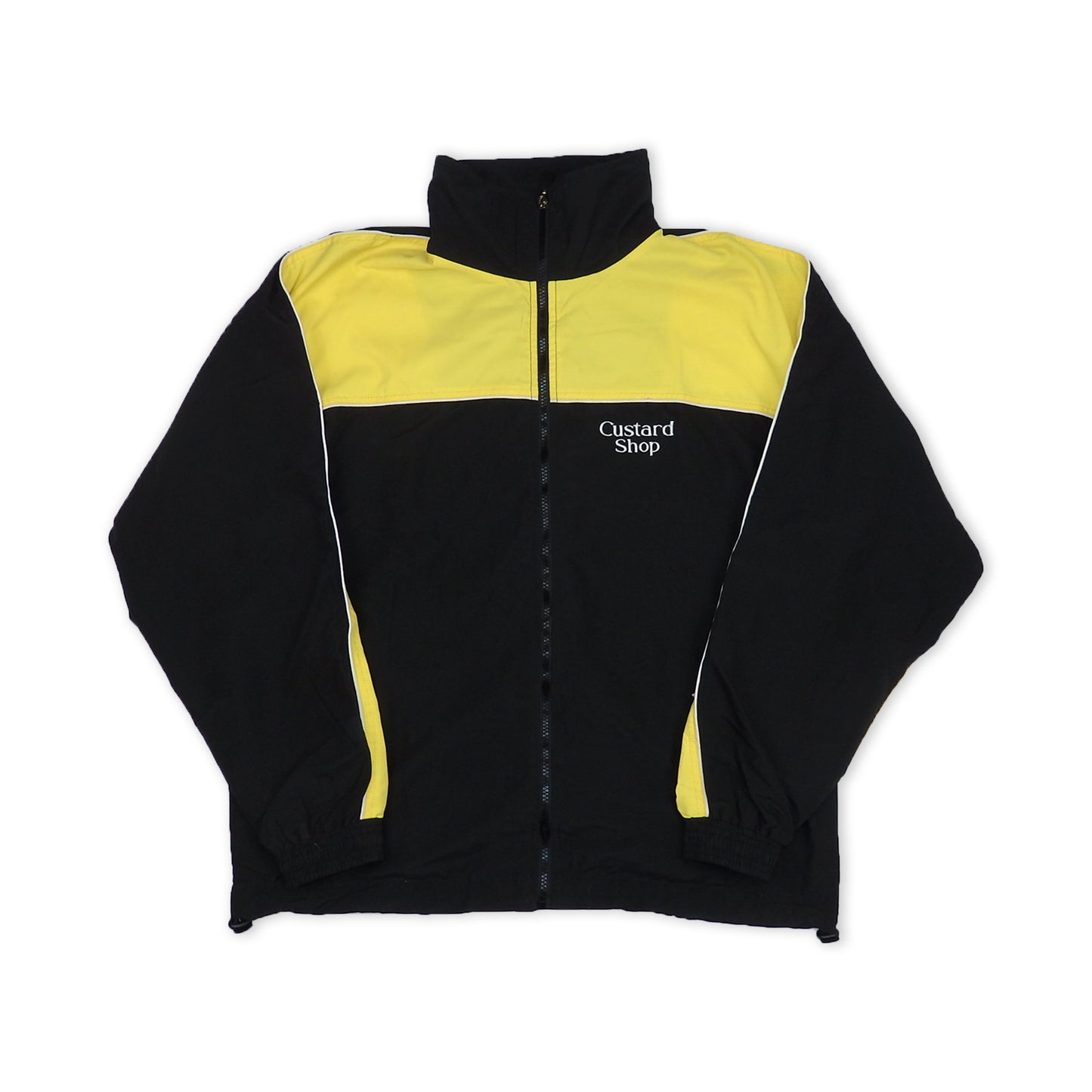 Custard Reclaimed Yellow and Black Track Jacket | Size Large