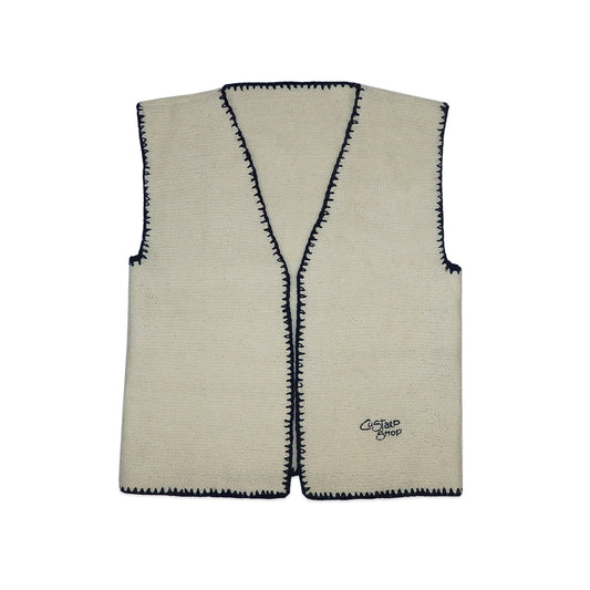 Custard Reclaimed Knit Gilet | Size Medium