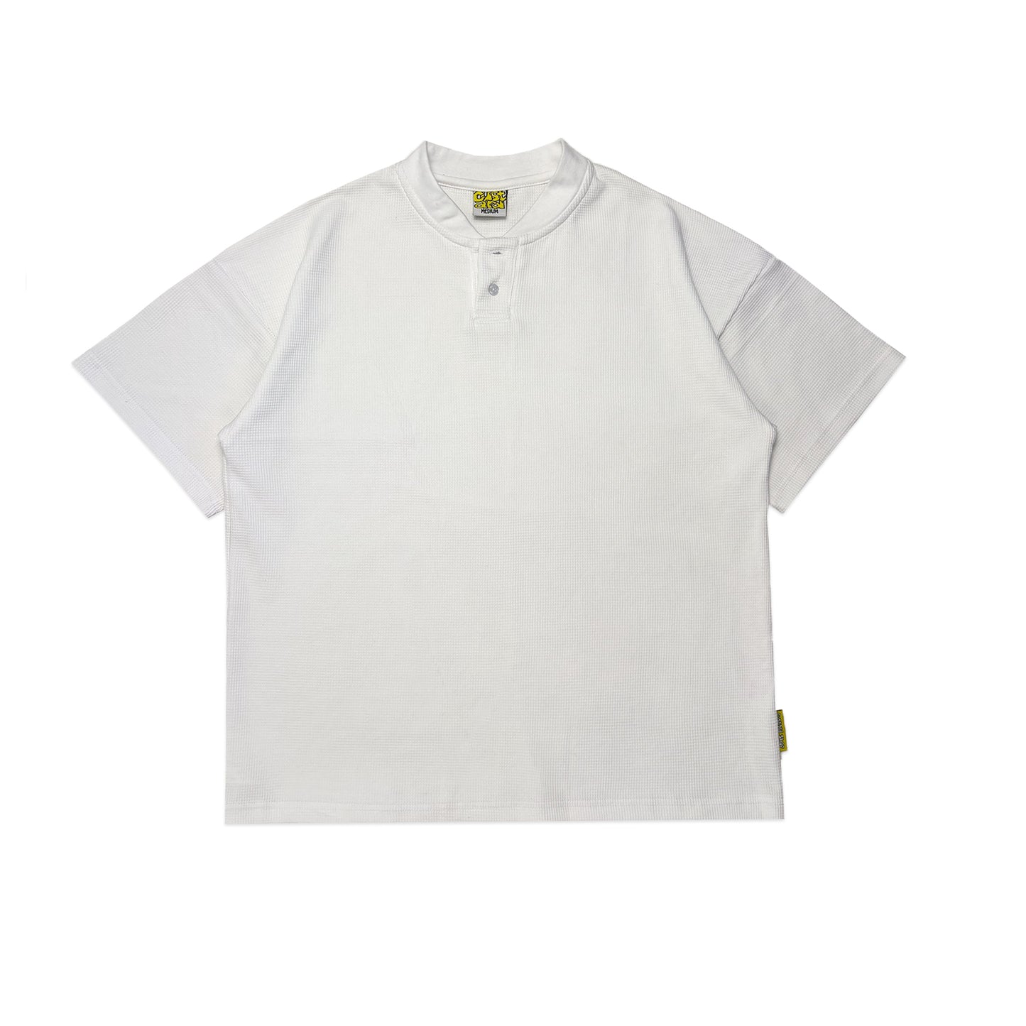 Waffle Henley Two-Button Shirt | White