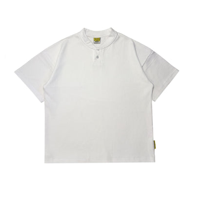 Waffle Henley Two-Button Shirt | White