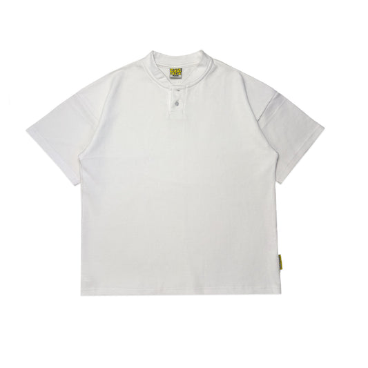 Waffle Henley Two-Button Shirt | White