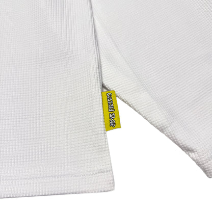 Waffle Acid House Long Sleeve Baggy Cuff T-Shirt | White