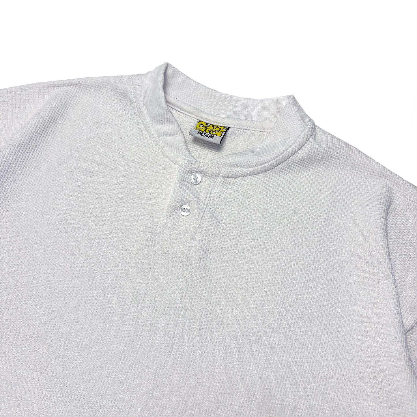 Waffle Henley Two-Button Shirt | White