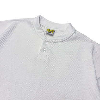 Waffle Henley Two-Button Shirt | White