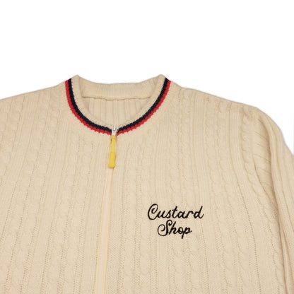 Custard Reclaimed White Full-Zip Cardigan | Size Medium
