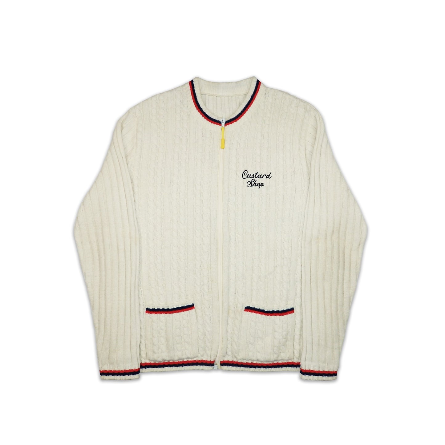 Custard Reclaimed White Full-Zip Cardigan | Size Medium