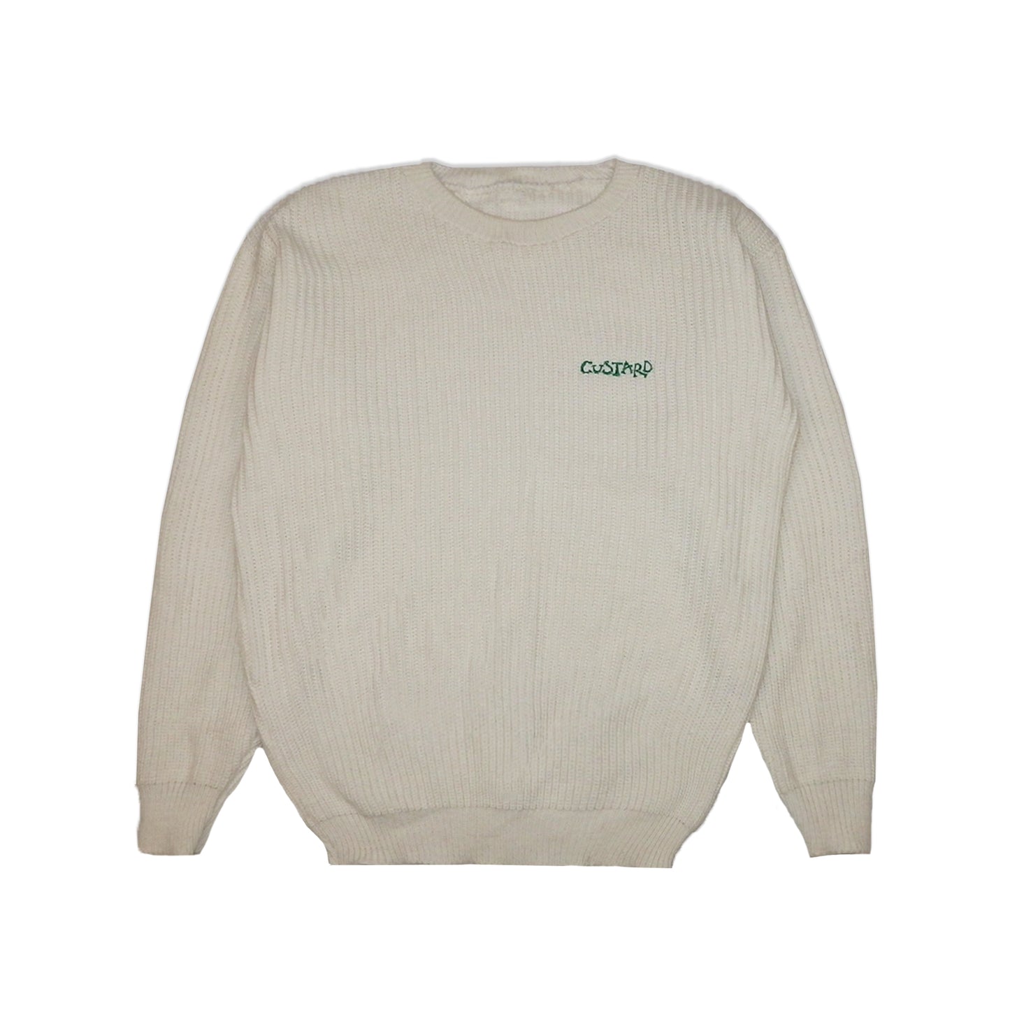 Custard Reclaimed White Knit Jumper | Size Large