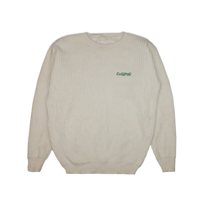 Custard Reclaimed White Knit Jumper | Size Large