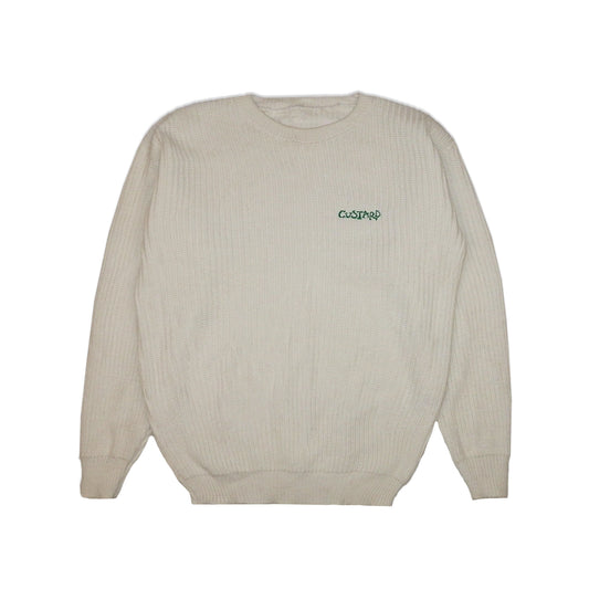 Custard Reclaimed White Knit Jumper | Size Large