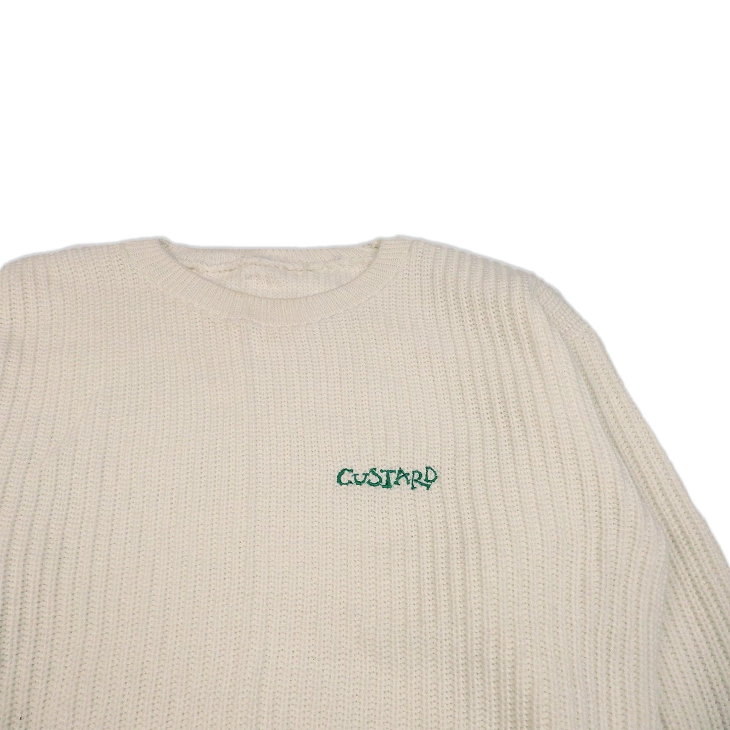 Custard Reclaimed White Knit Jumper | Size Large