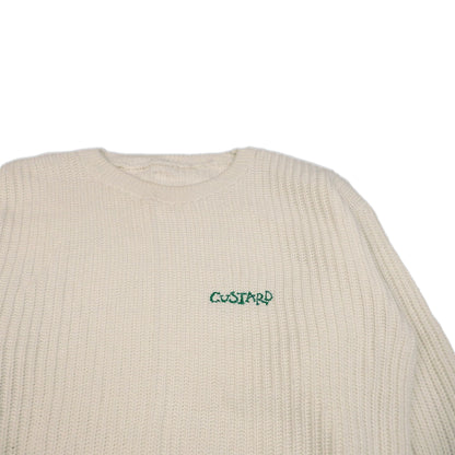 Custard Reclaimed White Knit Jumper | Size Large