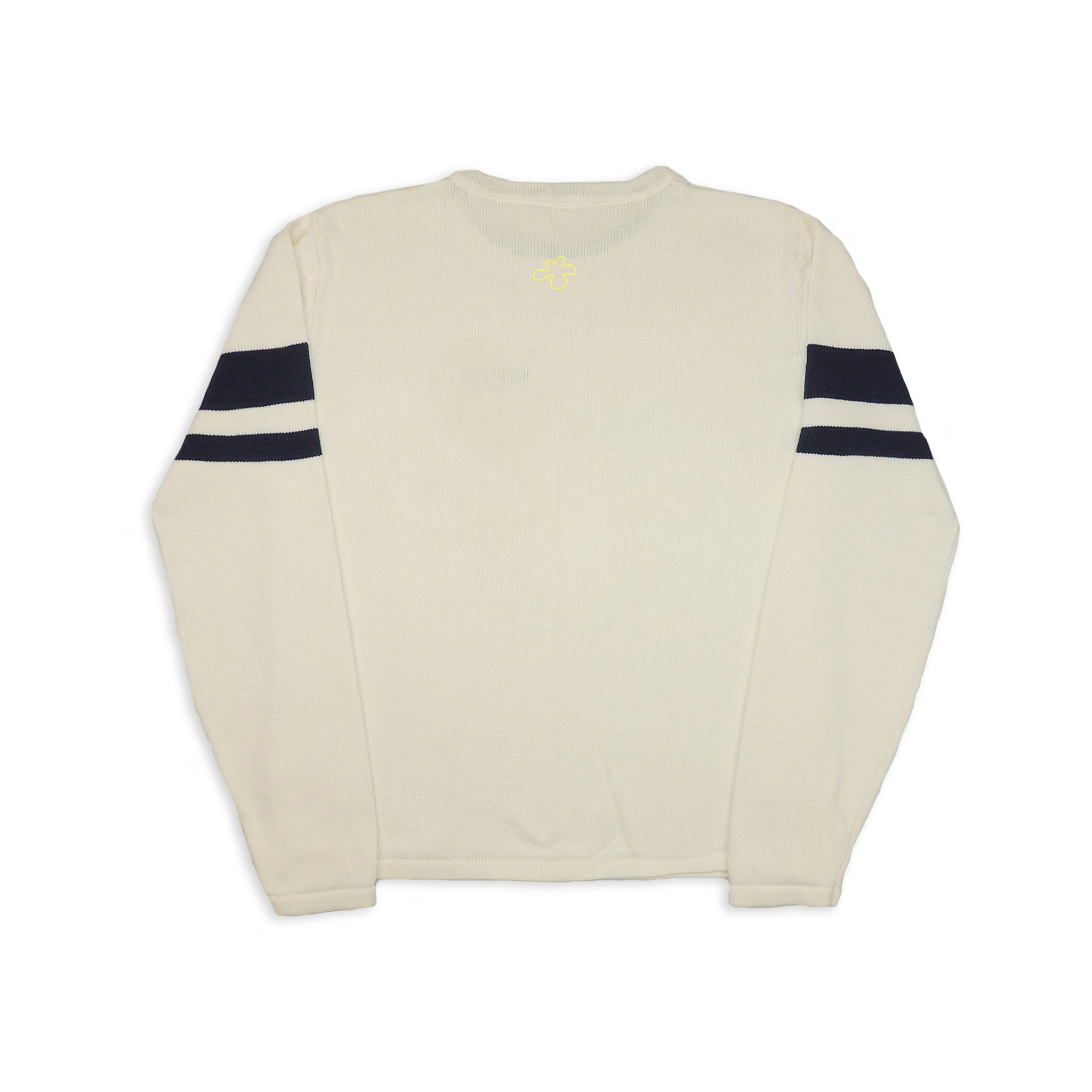 Custard Reclaimed White Striped Jumper | Size Large