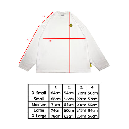 Waffle Acid House Long Sleeve Baggy Cuff T-Shirt | White