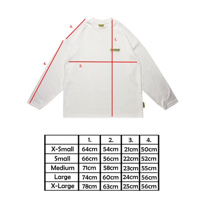 Waffle Embroidered Long Sleeve Baggy Cuff T-Shirt | White
