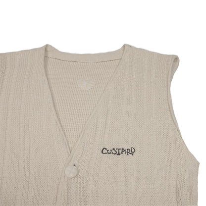 Custard Reclaimed White Knit Gilet | Size Large