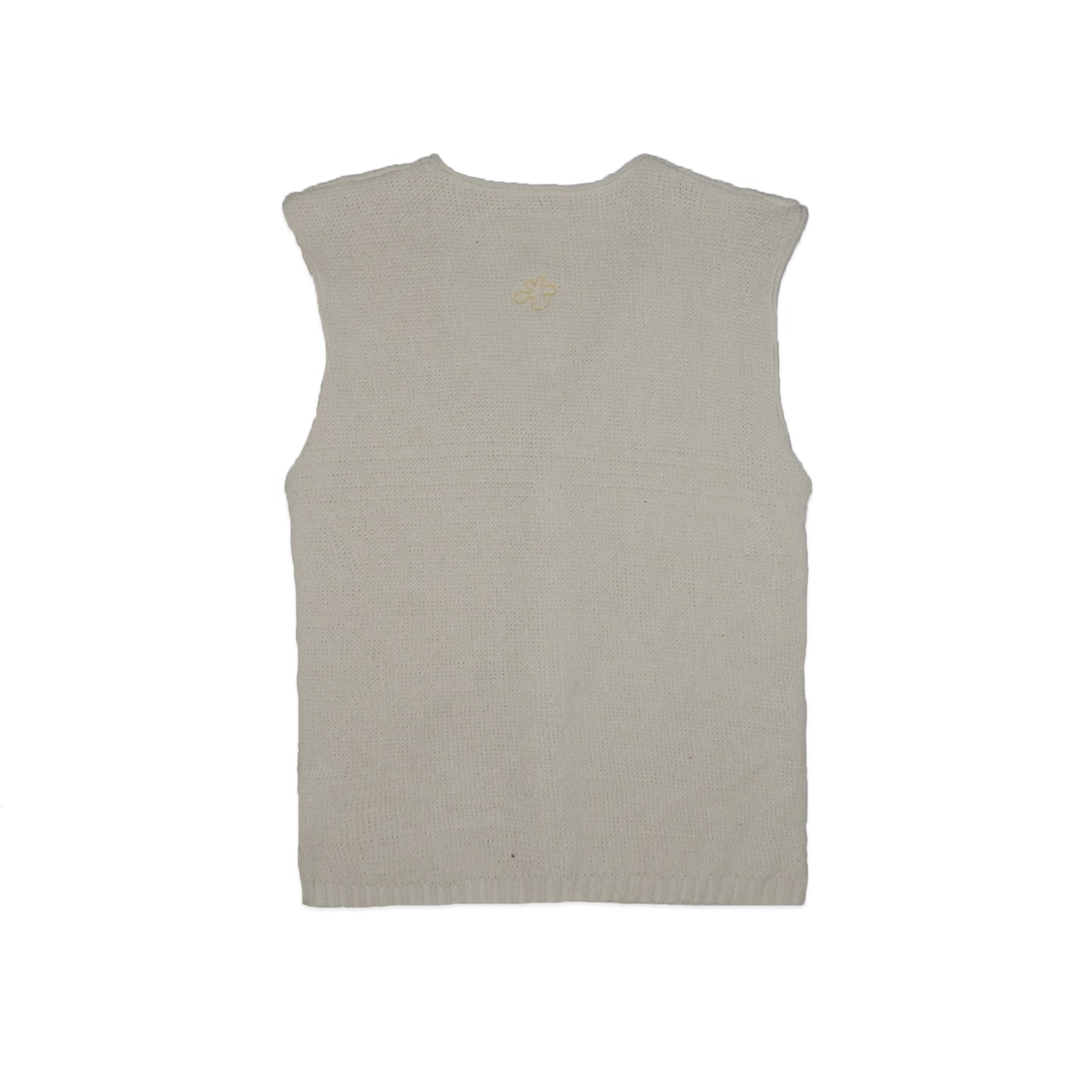 Custard Reclaimed White Knit Gilet | Size Large