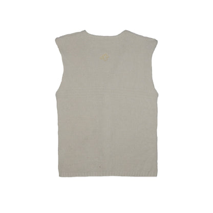 Custard Reclaimed White Knit Gilet | Size Large