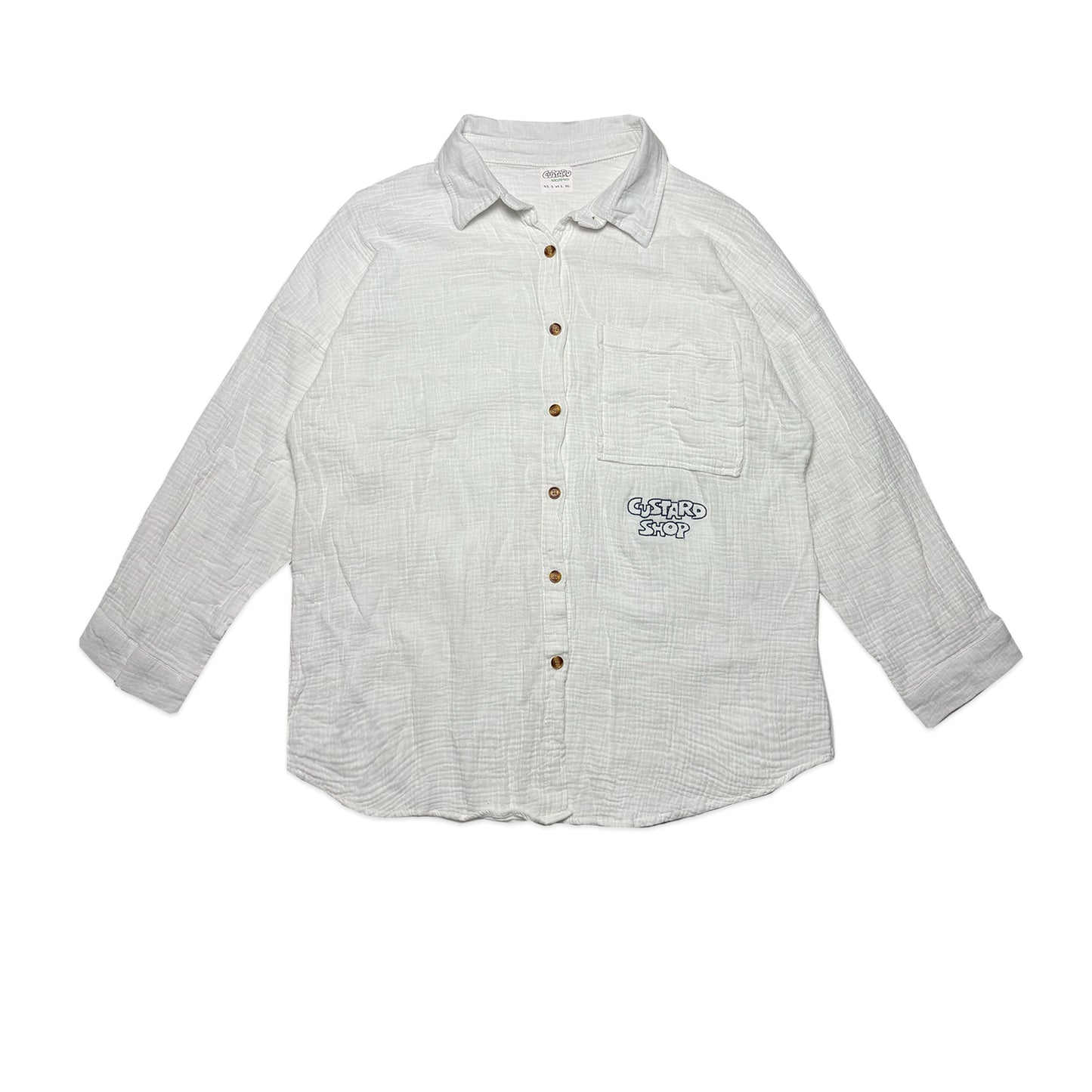 Custard Reclaimed Gauze Button Shirt | Size Medium