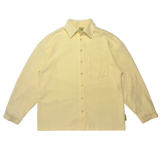Waffle Long Sleeve Button-up Shirt | Pastel Yellow