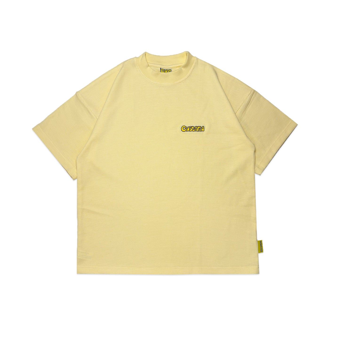 Waffle Embroidered T-Shirt | Pastel Yellow