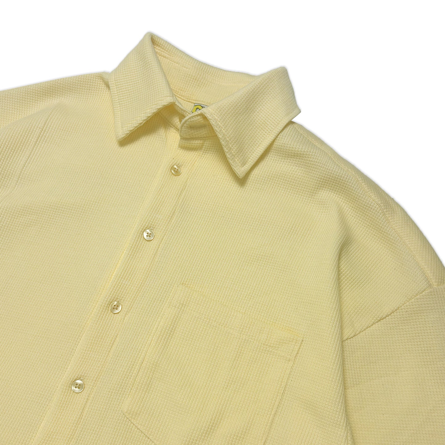 Waffle Long Sleeve Button-up Shirt | Pastel Yellow