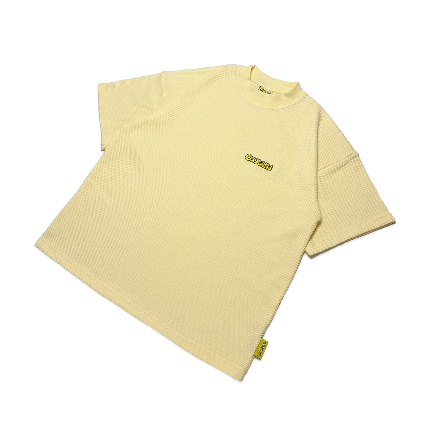 Waffle Embroidered T-Shirt | Pastel Yellow