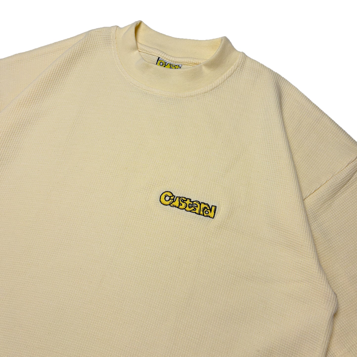 Waffle Embroidered T-Shirt | Pastel Yellow