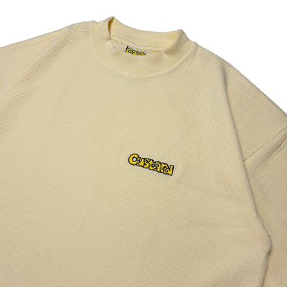 Waffle Embroidered T-Shirt | Pastel Yellow