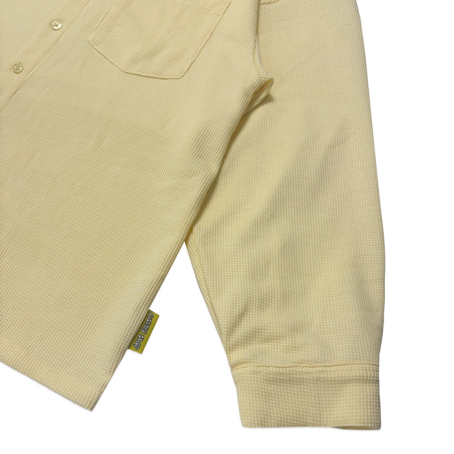 Waffle Long Sleeve Button-up Shirt | Pastel Yellow