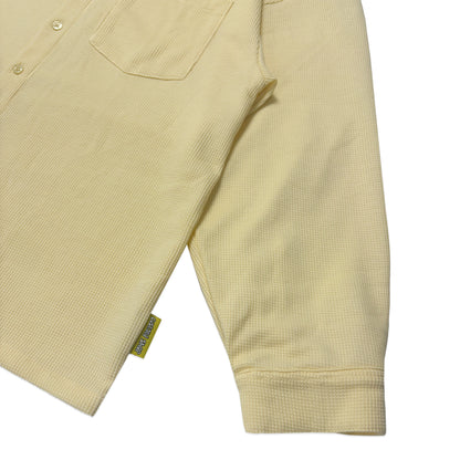 Waffle Long Sleeve Button-up Shirt | Pastel Yellow