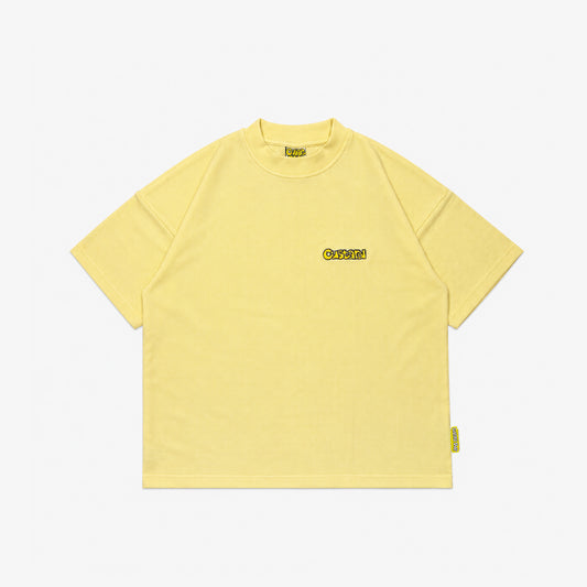Waffle Embroidered T-Shirt | Pastel Yellow