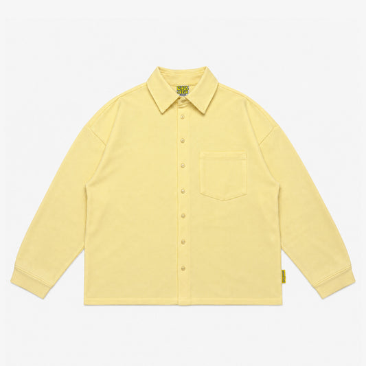 Waffle Long Sleeve Button-up Shirt | Pastel Yellow