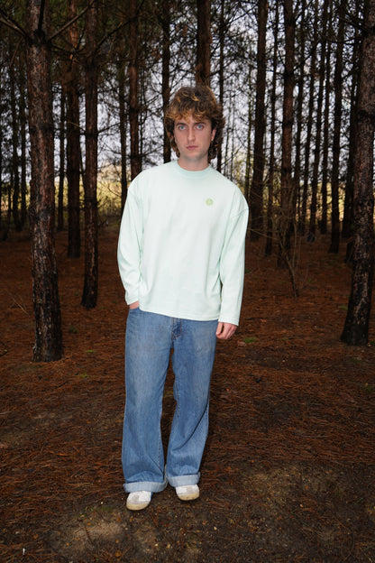 Waffle Acid House Long Sleeve Baggy Cuff T-Shirt | Aloe Green