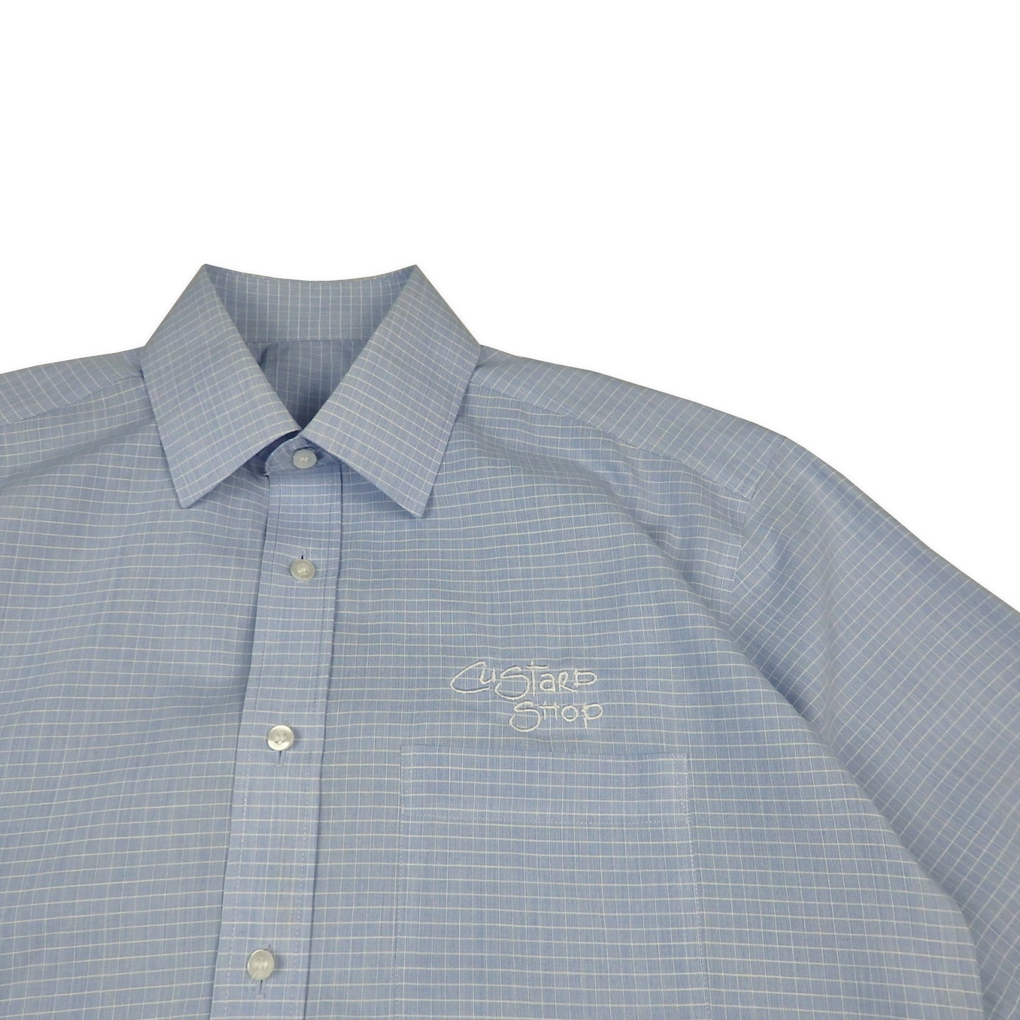Custard Reclaimed Light Blue Check Shirt | Size Medium