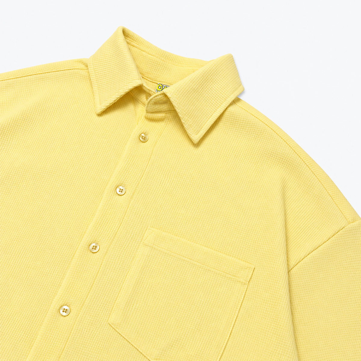 Waffle Long Sleeve Button-up Shirt | Pastel Yellow