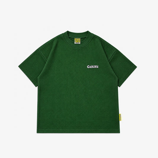 Waffle Embroidered T-Shirt | Forest Green
