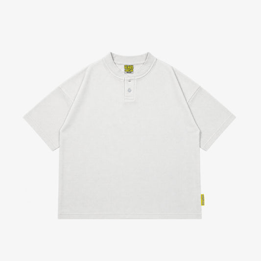Waffle Henley Two-Button Shirt | White